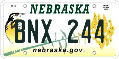 NE license plate BNX244