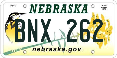NE license plate BNX262