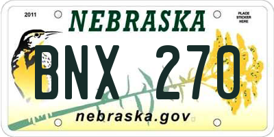 NE license plate BNX270