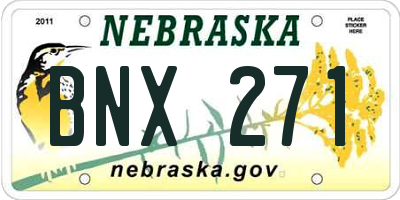 NE license plate BNX271