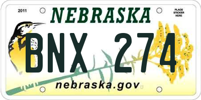 NE license plate BNX274