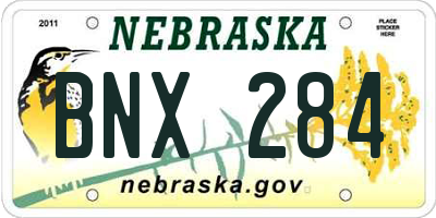 NE license plate BNX284