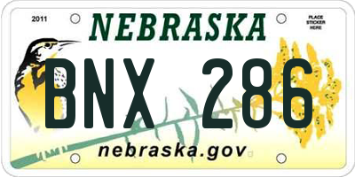 NE license plate BNX286