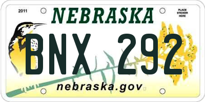 NE license plate BNX292