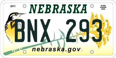 NE license plate BNX293