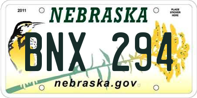 NE license plate BNX294