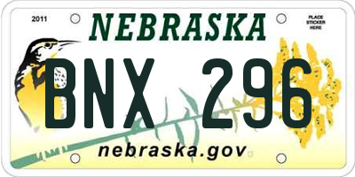 NE license plate BNX296