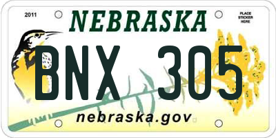 NE license plate BNX305