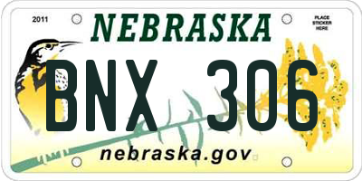 NE license plate BNX306