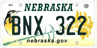 NE license plate BNX322