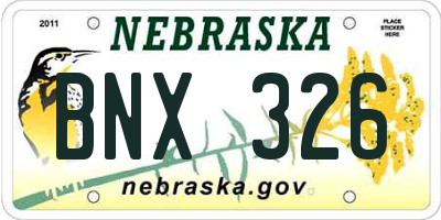 NE license plate BNX326