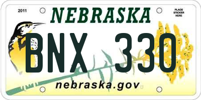 NE license plate BNX330