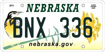 NE license plate BNX336