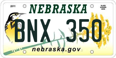 NE license plate BNX350
