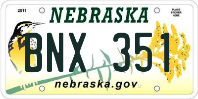 NE license plate BNX351