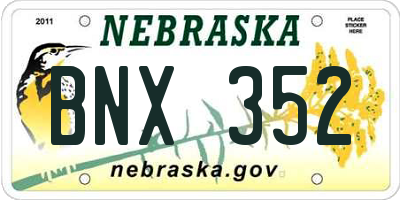 NE license plate BNX352