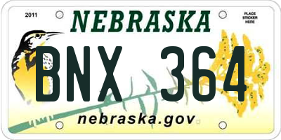 NE license plate BNX364