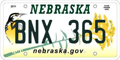 NE license plate BNX365