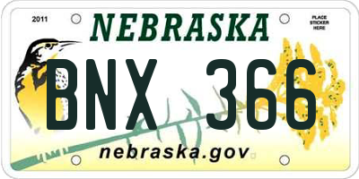 NE license plate BNX366