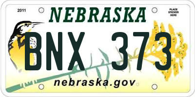 NE license plate BNX373