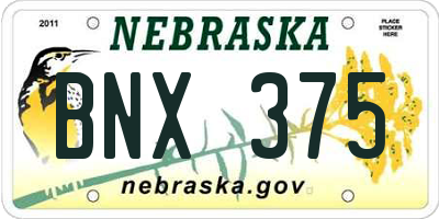 NE license plate BNX375
