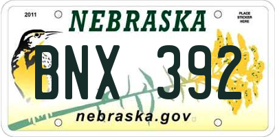 NE license plate BNX392
