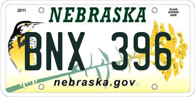 NE license plate BNX396