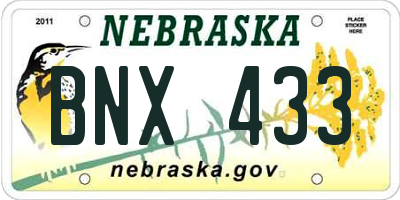 NE license plate BNX433