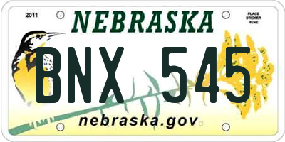 NE license plate BNX545