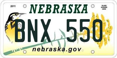 NE license plate BNX550