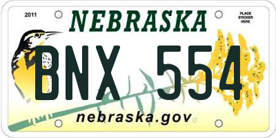 NE license plate BNX554