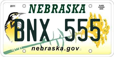 NE license plate BNX555