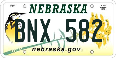 NE license plate BNX582