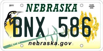 NE license plate BNX586
