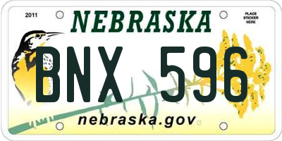 NE license plate BNX596
