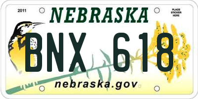 NE license plate BNX618
