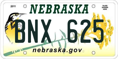 NE license plate BNX625