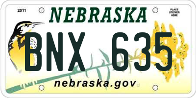 NE license plate BNX635