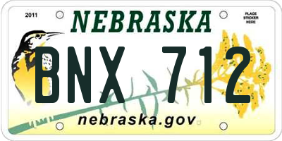 NE license plate BNX712