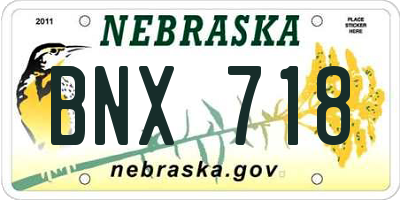 NE license plate BNX718