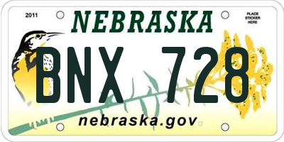 NE license plate BNX728