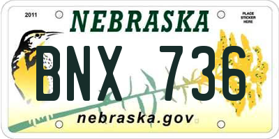 NE license plate BNX736