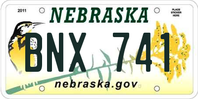 NE license plate BNX741