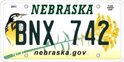 NE license plate BNX742