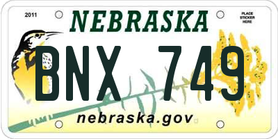 NE license plate BNX749