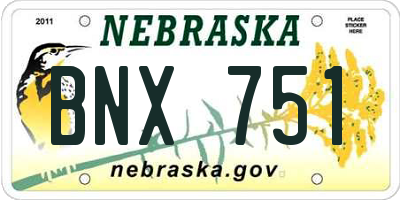NE license plate BNX751