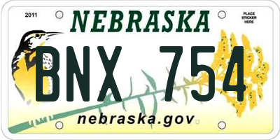 NE license plate BNX754