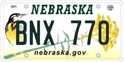 NE license plate BNX770