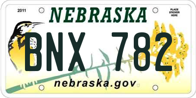 NE license plate BNX782