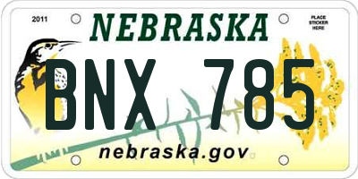 NE license plate BNX785